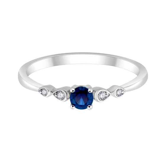 Saphir rond et diamants 0,18 ct I