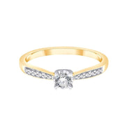 Bague, Solitaire Accompagné Serti Clos Diamant 0,18ct