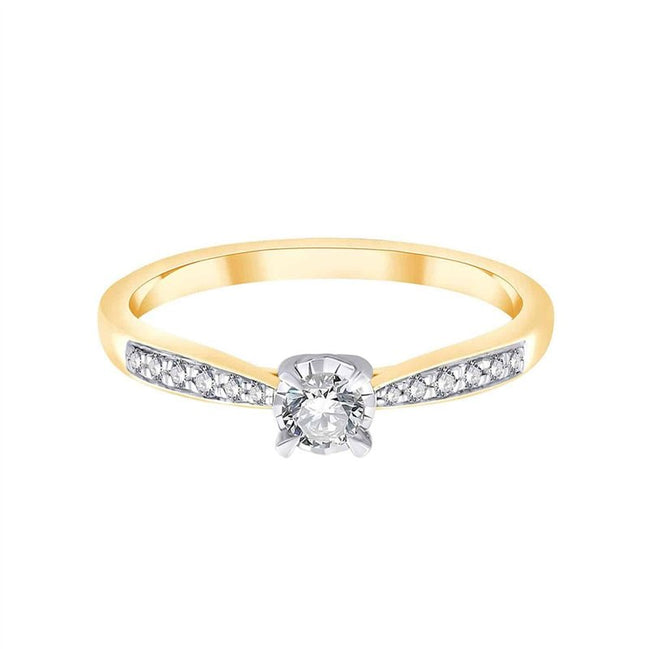 Bague, Solitaire Accompagné Serti Clos Diamant 0,18ct