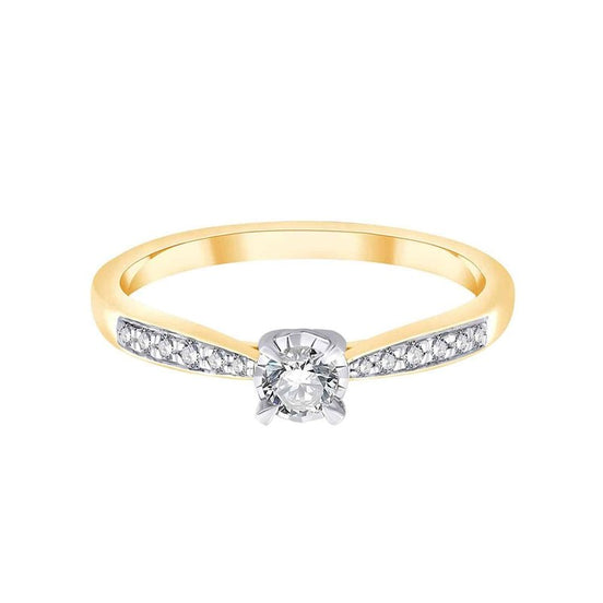 Bague, Solitaire Accompagné Serti Clos Diamant 0,18ct