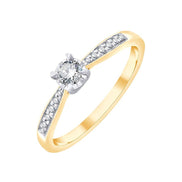 Bague, Solitaire Accompagné Serti Clos Diamant 0,18ct