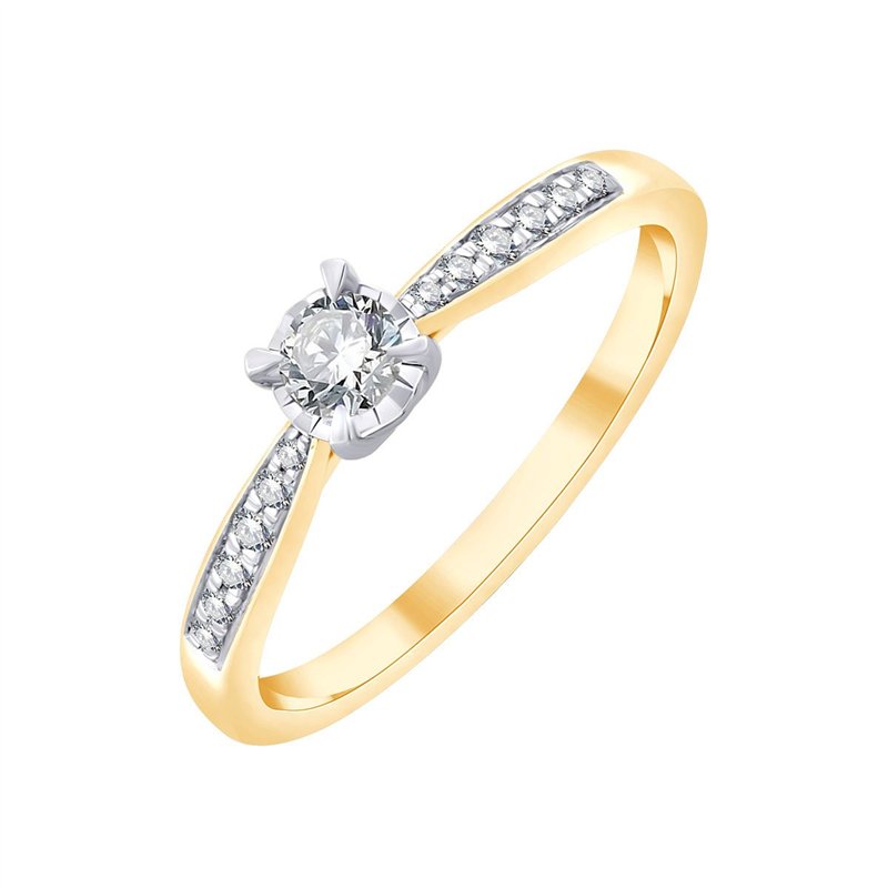 Bague, Solitaire Accompagné Serti Clos Diamant 0,18ct