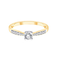 Bague, Solitaire Accompagné Serti Clos Diamant 0,18ct