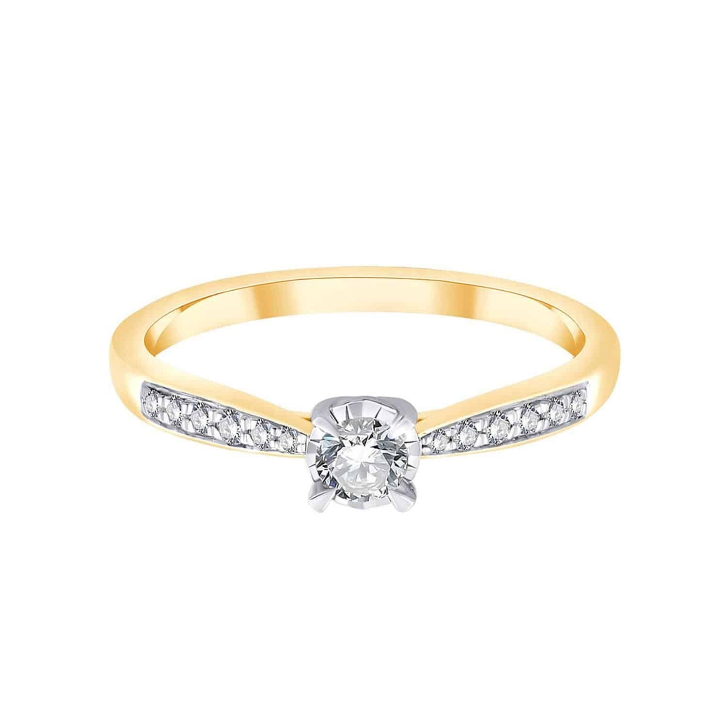 Bague, Solitaire Accompagné Serti Clos Diamant 0,18ct