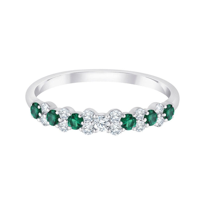 Bague, Alliance Émeraude & Diamants 0,35ct