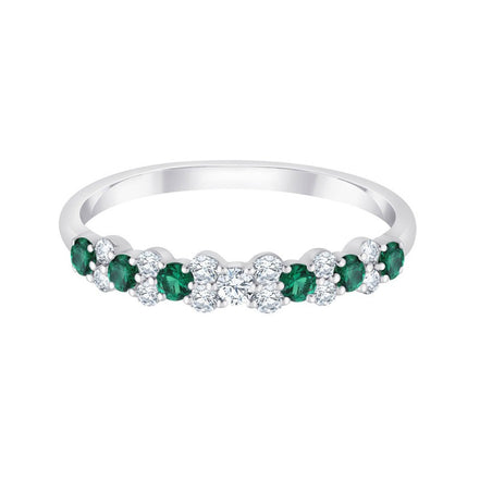 Bague, Alliance Émeraude & Diamants 0,35ct