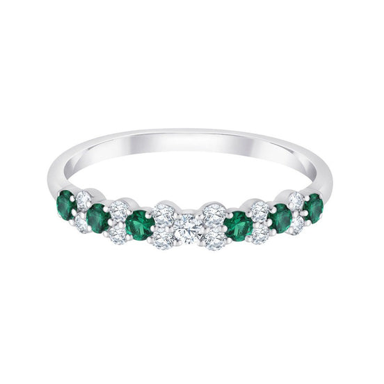 Bague, Alliance Émeraude & Diamants 0,35ct