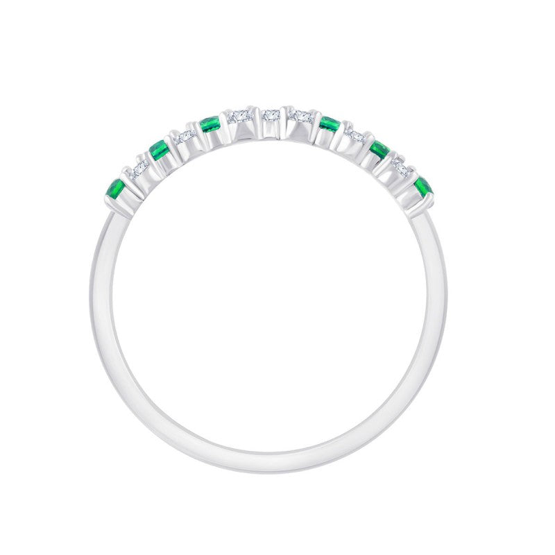 Bague, Alliance Émeraude & Diamants 0,35ct