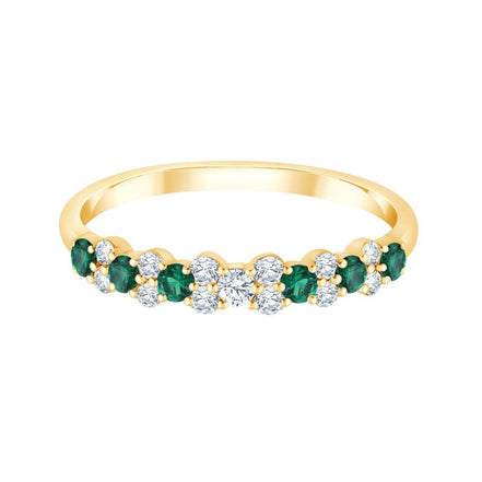 Bague, Alliance Émeraude & Diamants 0,35ct
