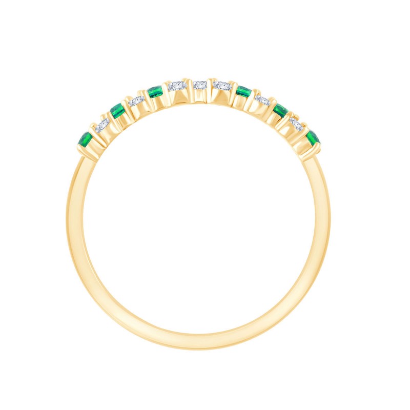 Bague, Alliance Émeraude & Diamants 0,35ct