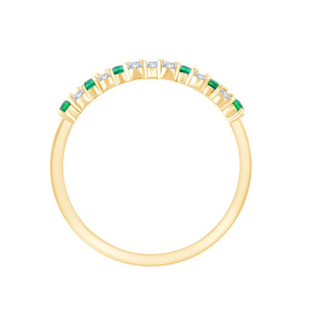 Bague, Alliance Émeraude & Diamants 0,35ct