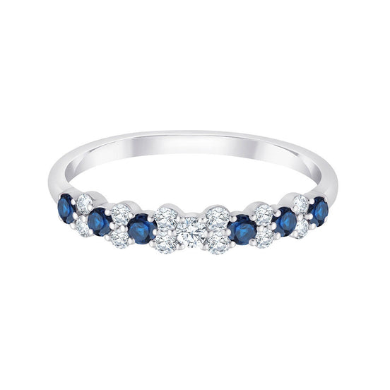 Bague, Alliance Saphir & Diamants 0,35ct
